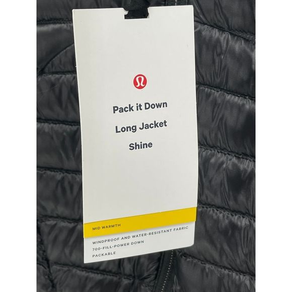 Lululemon Pack It Down Shine Jacket Long Women’s Size 2 Black Hooded New Winter - Picture 10 of 12
